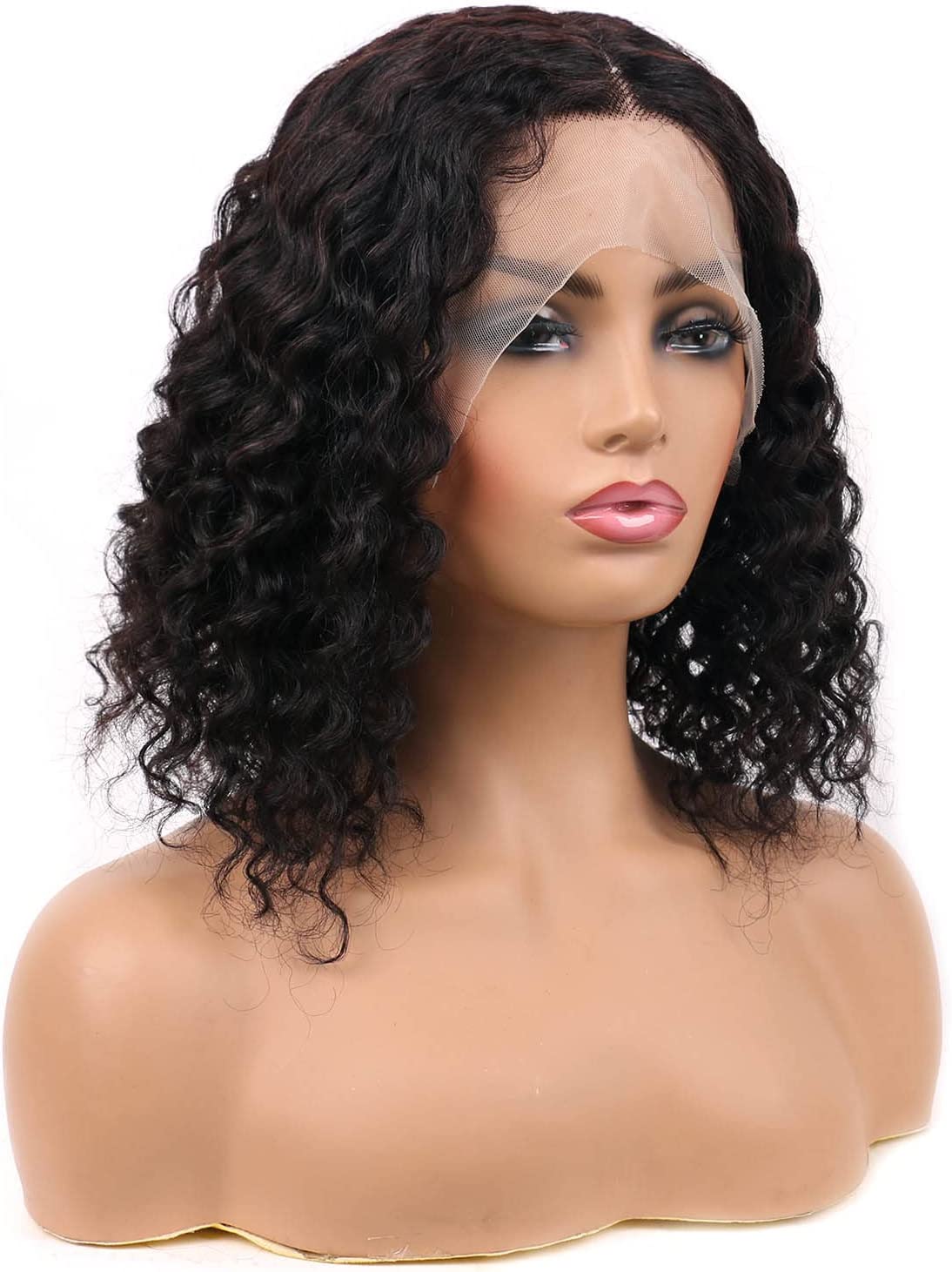 13x4 Lace Front Bob Wig - Curly Black